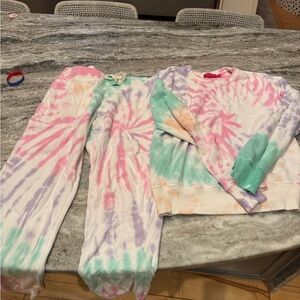 n:PHILANTHROPY Pink and White Tie-Dye Crewneck
